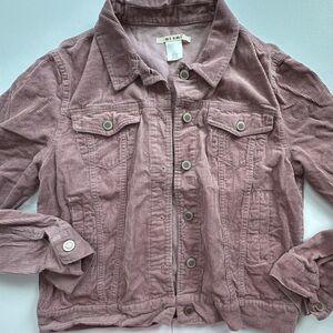 Miami pink rose mauve corduroy button‎ up jacket pockets women’s large